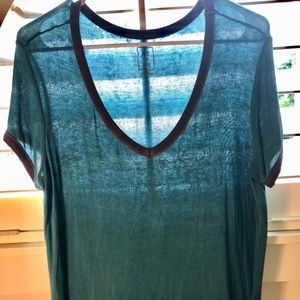 Soft teal and purple shirt